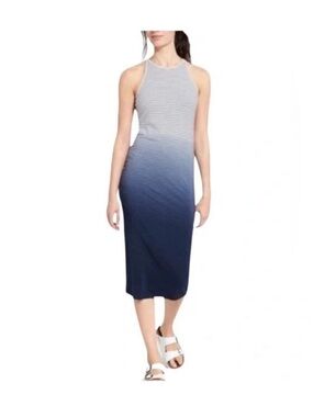Athleta | Sunkissed Ombre Midi Dress Sleeveless Striped Blue White Small